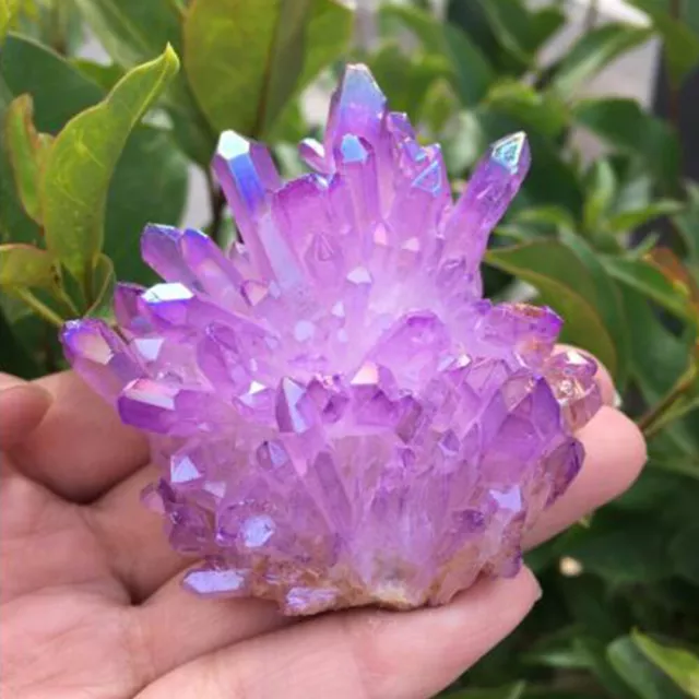 Natural Aura Angel Crystal Cluster Quartz Titanium Healing Specimen Large Decor