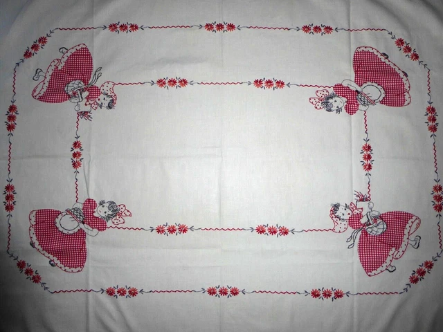 Vintage Embroidered/Applique Table Cloth - 36"X54" - Excellent!!