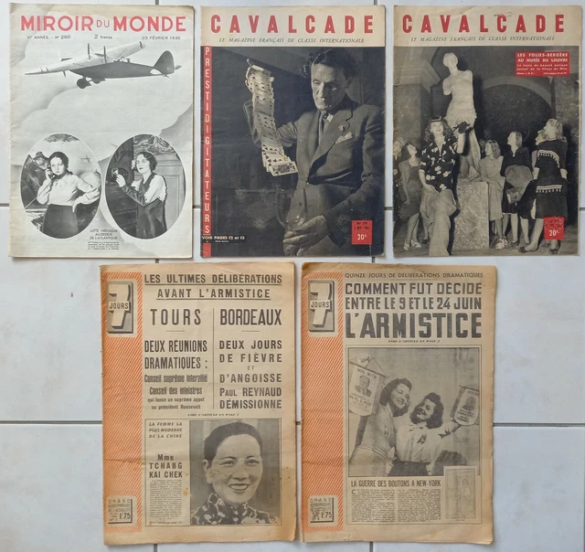 Lot anciennes revues 7 JOURS et CAVALCADE + MIROIR du MONDE