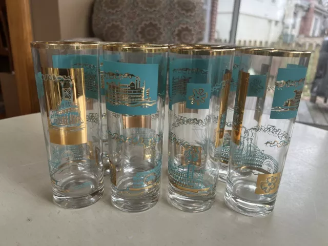 Set Of 8 Vintage Barware Libby Tom Collins Riverboat Glasses