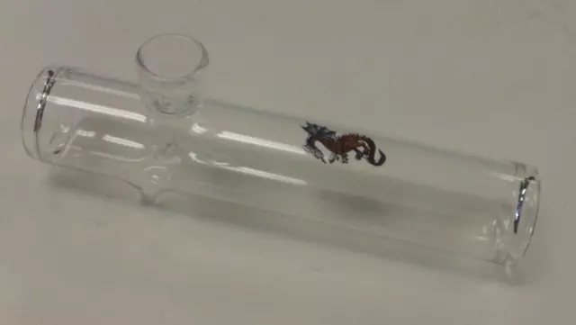 8'' Clear Glass Tobacco Hand Pipe Steamroller 1.5"M Steam Roller Brown Dragon