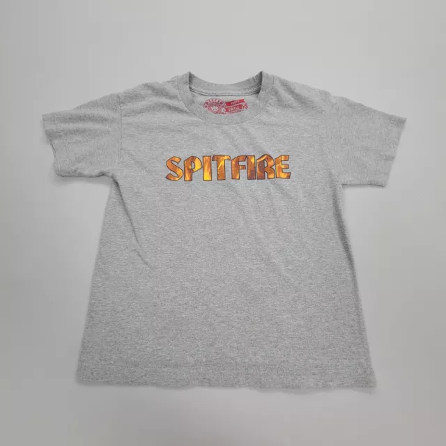 Spitfire Shirt Boys Small Gray Flames Casual Comfort Outdoors Kids Youth