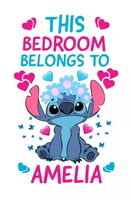 Stitch Cartoon Wall Art Poster Print Picture Home Kids, Personalise