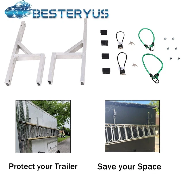 2PCS Ladder Racks Aluminium Side Wall Mount Ladder Rack Fit for Enclosed Trailer 2PCS Ladder Racks Aluminium Side Wall Mount Ladder Rack Fit for Enclosed Trailer