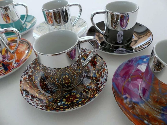 ANAMORPHIC DAMIEN HIRST limited edition espresso cups & saucers. Brand new  boxed 720.70 - PicClick UK
