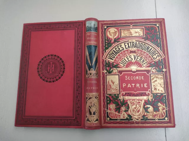 Jules VERNE Hetzel Seconde Patrie Cartonnage Hybride.Dos au phare RARE