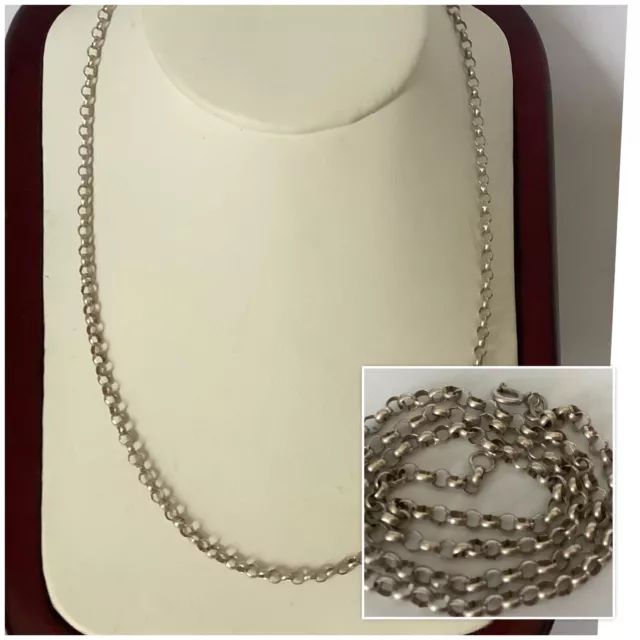 Vintage Jewellery 925 Sterling Silver Belcher Link Chain Necklace 16”