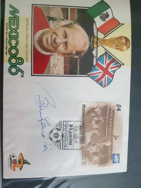 World Cup 1986 Signed Bobby Charlton First Day Cover Stamp