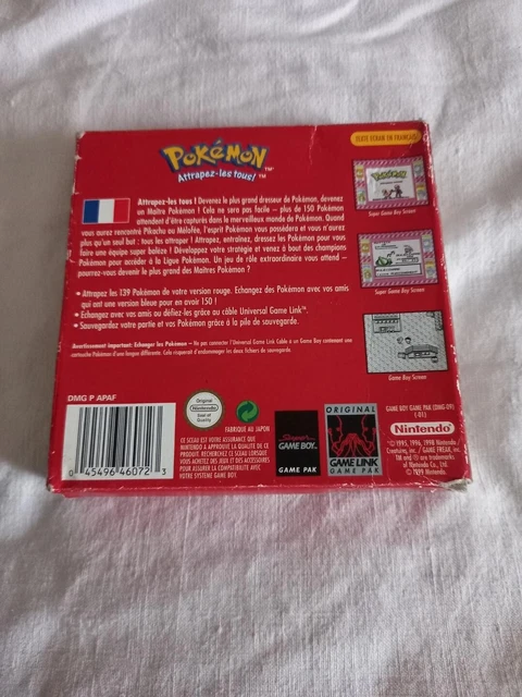 POKÉMON VERSION ROUGE | Cartouche de jeu Game Boy | Boite et manuel EUR ...