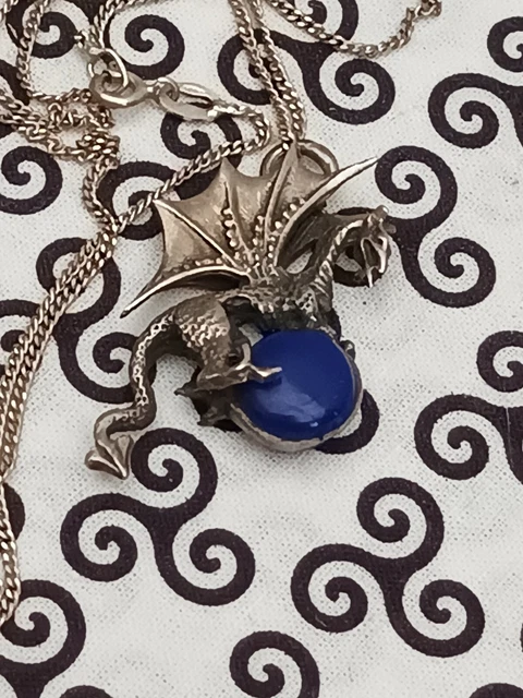 Pendentif MS Création Paris - Métal Argenté Avec Cabochon Bleu Perle - Occasion