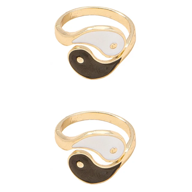 2 Pcs Yin Yang Eight Diagrams Ring Chinese Girls Rings Girls'