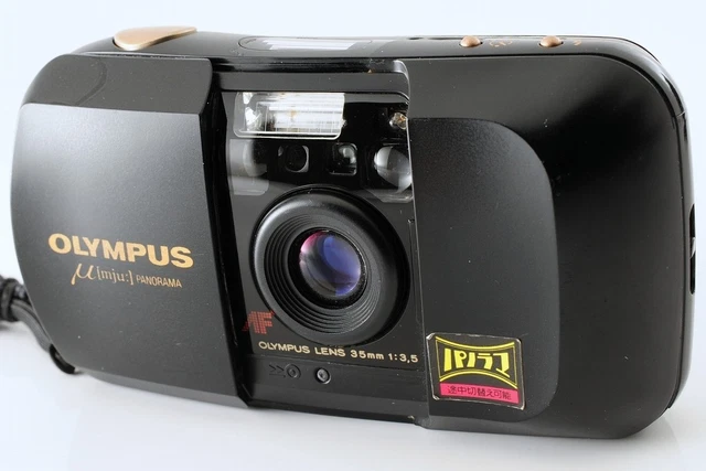 NEAR MINT+++] OLYMPUS μ mju Panorama Black 35mm f/3.5 Point