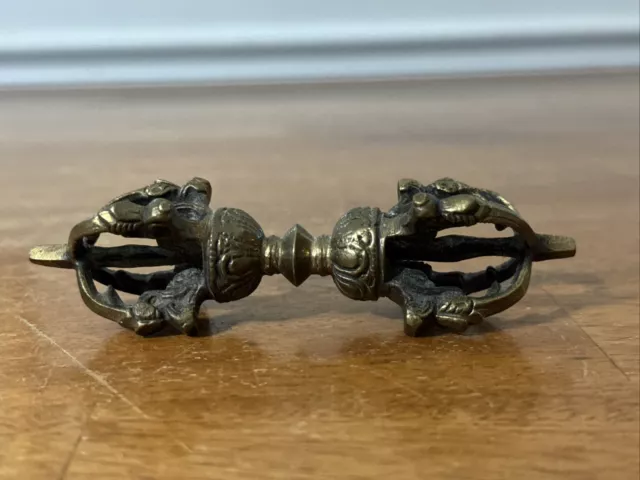 Hand Forged Brass Prayer Old Tibetan Dorjee Or Vajra Visswa Vintage Antique