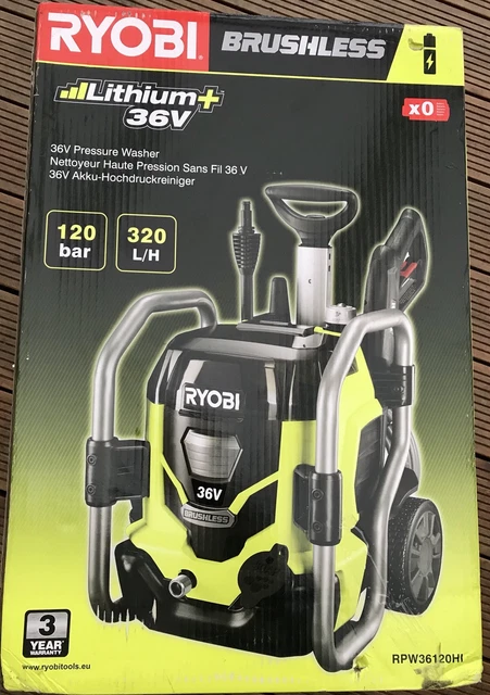 RYOBI 36V CORDLESS BRUSHLESS PRESSURE JET WASHER RPW36120HI 120bar