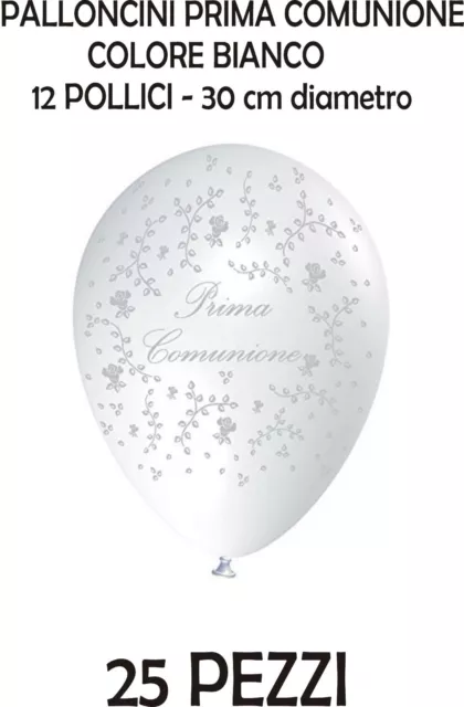 PALLONCINI PRIMA COMUNIONE BIANCO 25 Pz 12 Pollici 30 cm diam FESTA PARTY