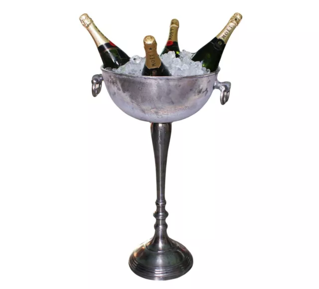 Silver Floor Standing Large Distressed Look Ice Champagne Wine Cooler Bucket