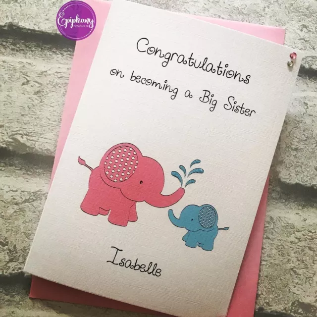 Carte personnalisée de félicitations pour devenir une grande sœur, frère ou sœur, nouveau bébé 2