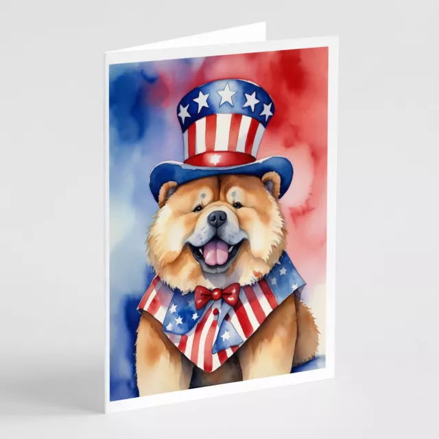 Chow Chow Patriotic American Greeting Cards Envelopes Pk of 8 DAC5687GCA7P