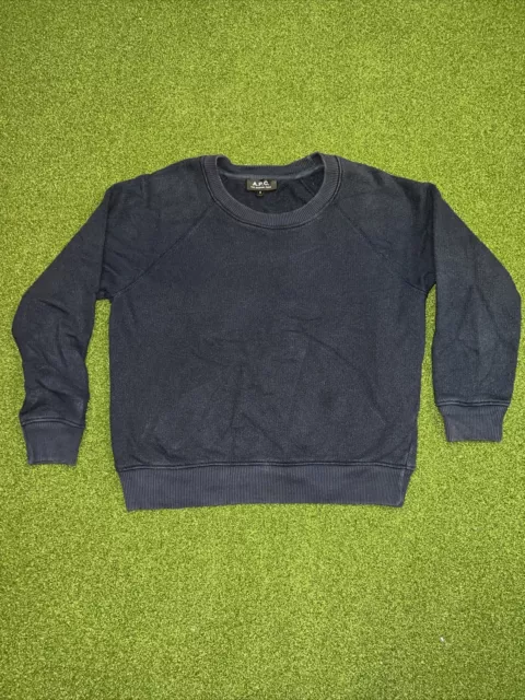 APC Rue Madame Paris Crewneck Sweatshirt Size Small Navy Blue Women