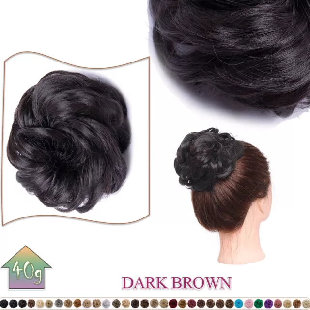 Natural Messy Bun Scrunchie Thick Hair Peice Curly Chignon Updo Hair Extension 5