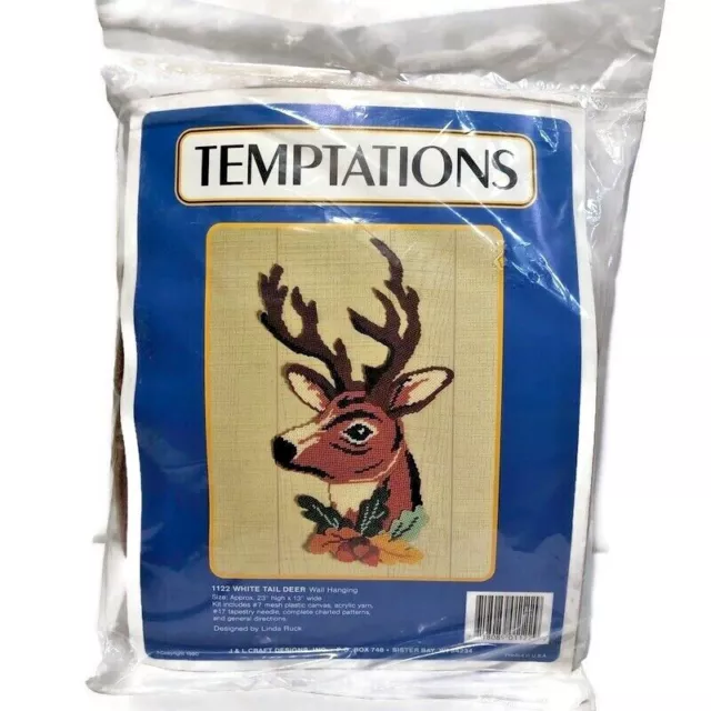 "NUEVO Kit de Lona Colgante de Pared de Ciervo Cola Blanca Temptations J&L Craft 1122 23""x13""