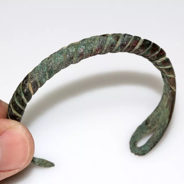 A Perfect Ancient Viking Bronze Twisted Bracelet Circa 690-1000 Ad