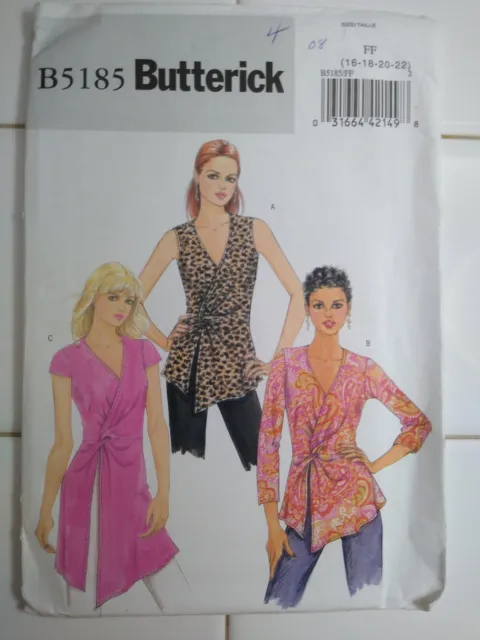 UNCUT Size 16-22 BUTTERICK B5185 MISSES TOP TUNIC SEWING PATTERN