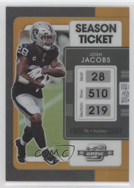 2021 Panini Contenders Optic Season Ticket Orange Prizm /50 Josh Jacobs #42
