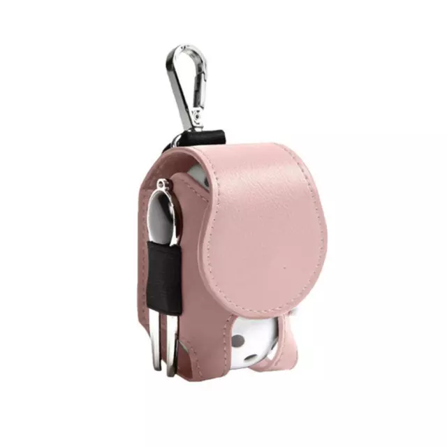 PU Leather Golf Ball Pouch Mini Waist Hanging Outdoor Accessories (Pink)