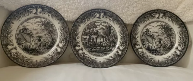 3 Royal Stafford Dinner Plates. 2 Red Bull Inn Dinner Plate  & 1 The Herdsman