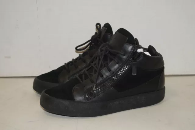 Giuseppe Zanotti Mens Mid Top Sneakers Shoes Embossed Leather BLACK Size 41