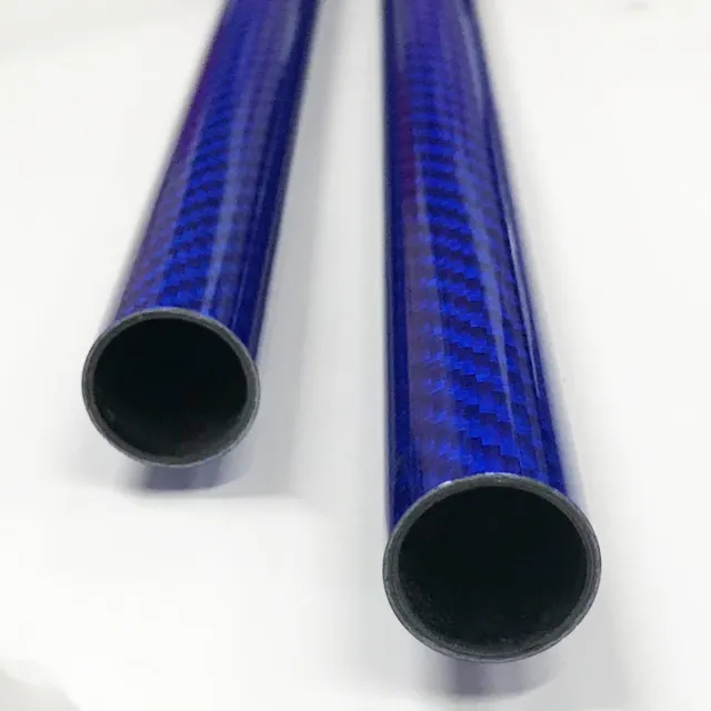 Blue-Carbon Fiber Tube - 25mm x 23mm x 1000mm - 3K Roll Wrapped Fiber Tube...