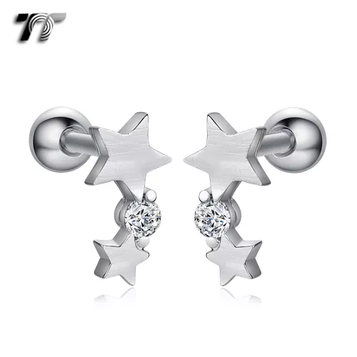 TT Surgical Steel Star Cartilage Tragus Earrings (TR31) NEW