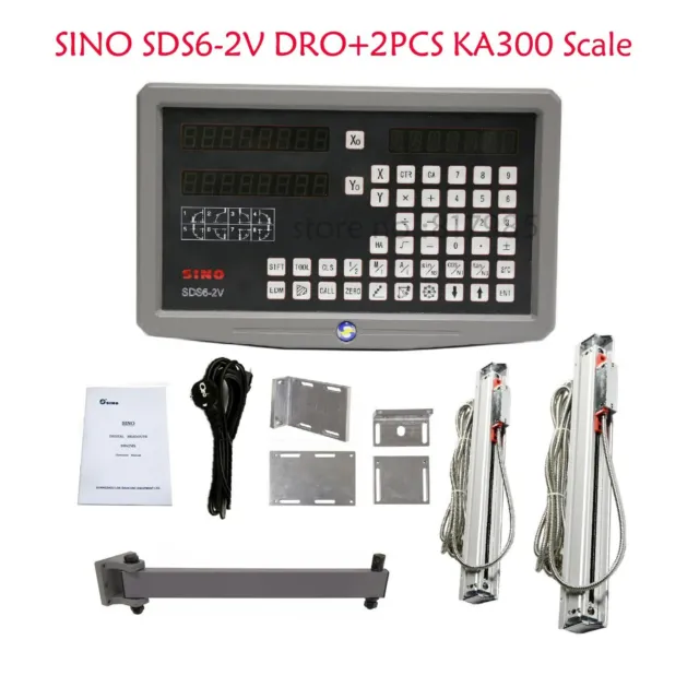 SINO SDS6-2V DRO 2 Axis Digital Readout and Linear Scale KA300 Optical Encoder