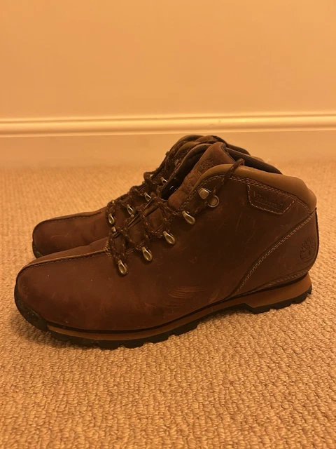 Timber Men TIMBERLAND MEN’S BROWN Leather Lace-Up Ankle Hiking Boots Round Toe ...