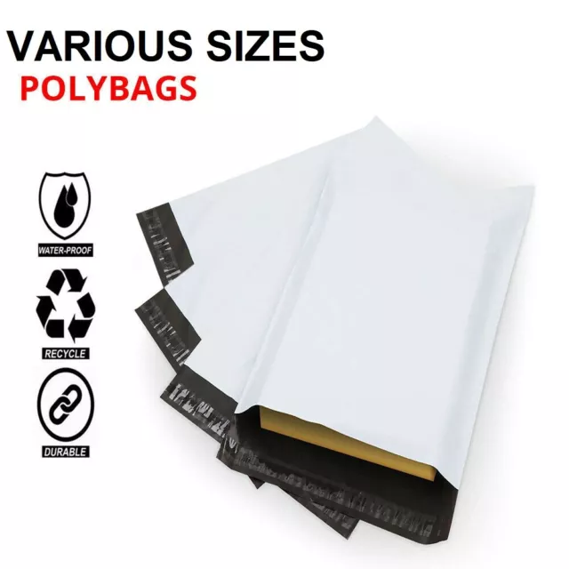 White Mailing Postage Bags Mixed Sizes  Strong Poly Self Seal Plastic Postal