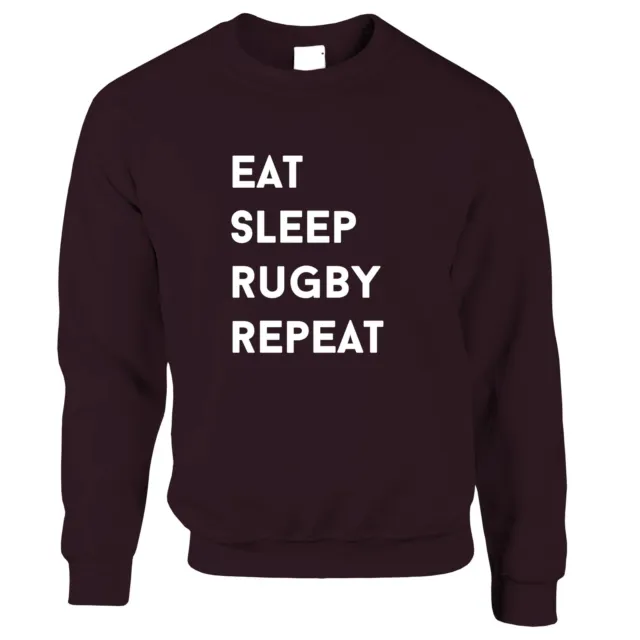 Eat, Sleep, Rugby, Repeat Jumper Slogan Sports Six Nations Match Sweatshirt