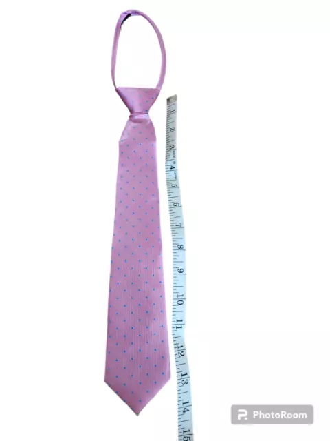 Dillards Class Club Gold Label Boy's Tie Pink W Blue Polka Dots