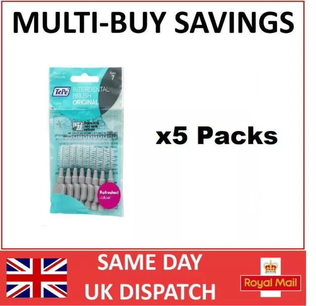 TePe Interdental Brushes Grey 1.3mm - 5 Packs of 8 Brushes - Fast, Free Ship