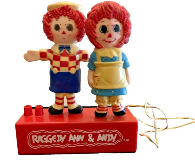 Raggedy Ann and Andy Doll Toothbrush Janex Toy Battery Op Vintage 1973