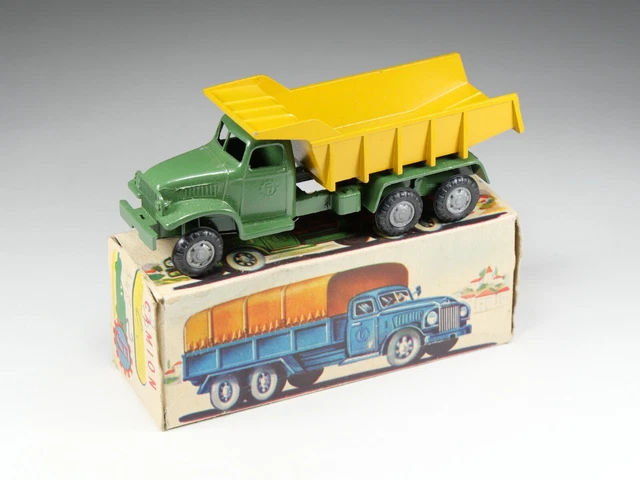 Rare Camion GMC benne double essieu FJ france jouet ancien en tôle