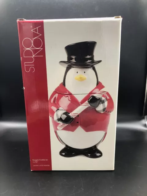 Studio Nova 11.75" Penguin Cookie Jar NIB, Santa's Little Helpers