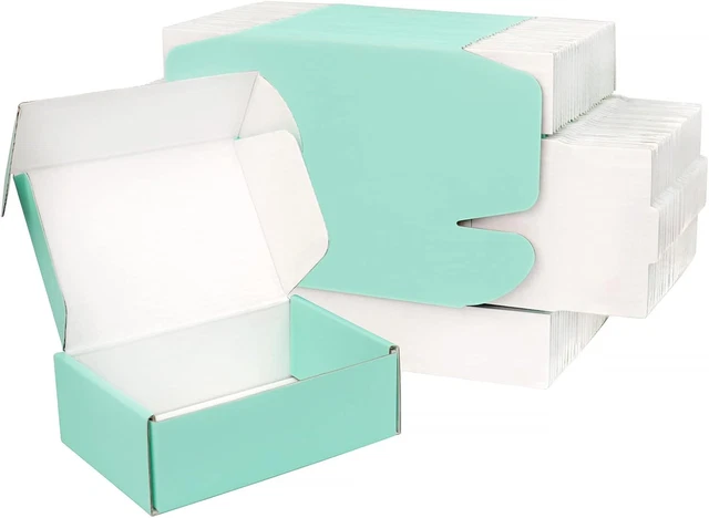 30 Pack 6X4X2 Inch Shipping Boxes for Packaging, Teal Sturdy Corrugate