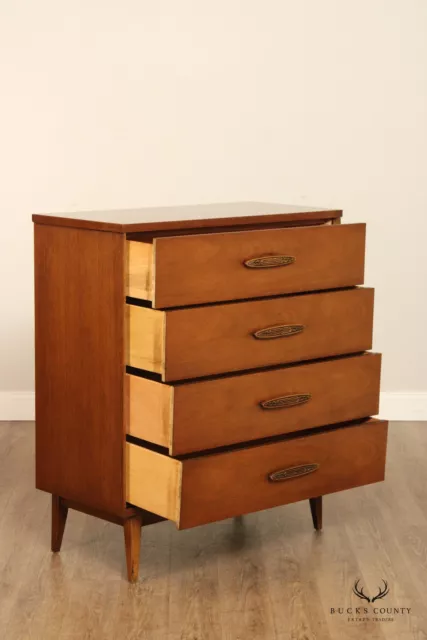 Bassett Furniture Mid Century Modern Walnut Tall Chest of Drawers 3