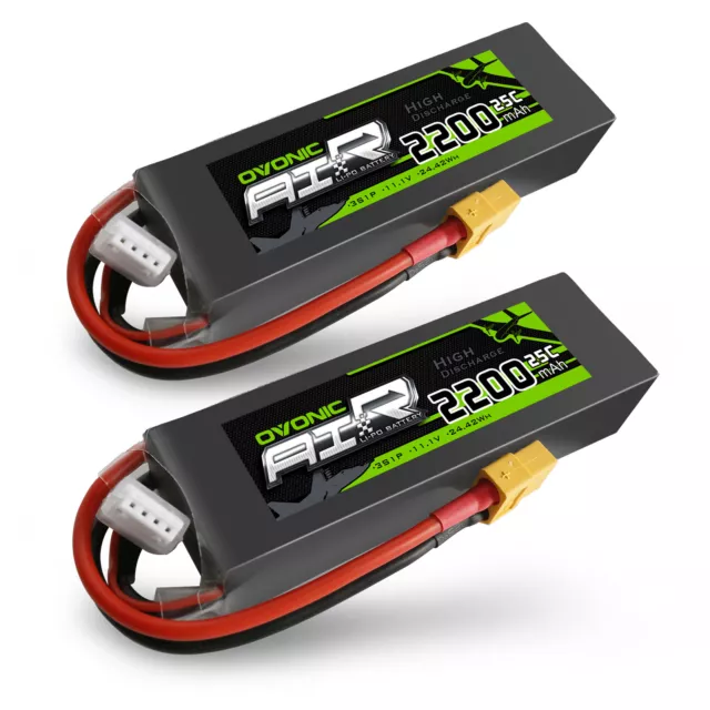 2X Ovonic 2200mAh 11.1V 3S Lipo battery XT60 for RC Auto heli jet DJI Phantom