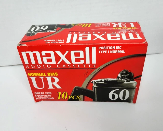 Maxell Audio Cassette 10-pack 60 UR Blank Tape Normal Bias New Sealed Case 90s