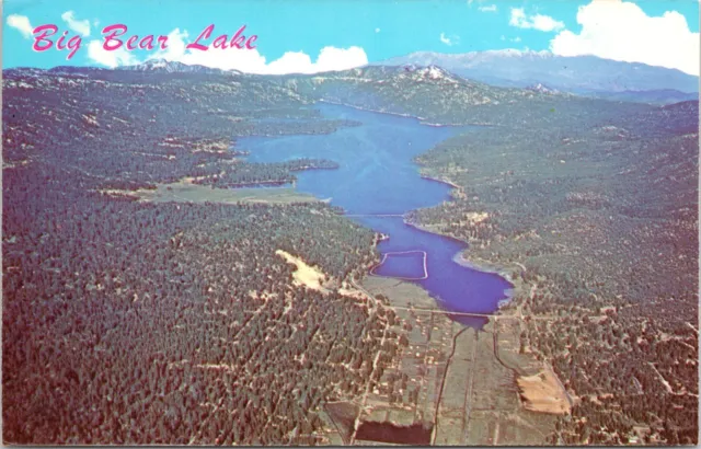 Big Bear Lake CA Birds Eye Aerial View Unused California Postcard  A24