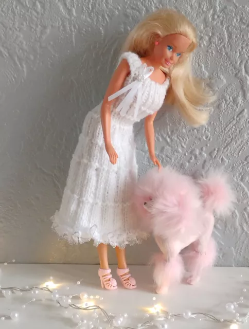 hand knitted barbie doll clothes. DRESS +SHOES