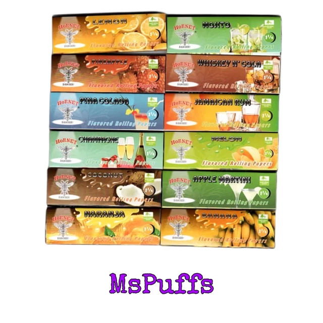 12 Packs | HORNET | 1.25" Flavored Rolling Papers Rare Unique Flavors Slow Burn