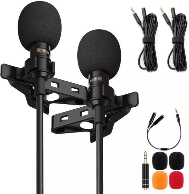 Lavalier Lapel Microphone Complete Set - Professional Omnidirectional Condenser